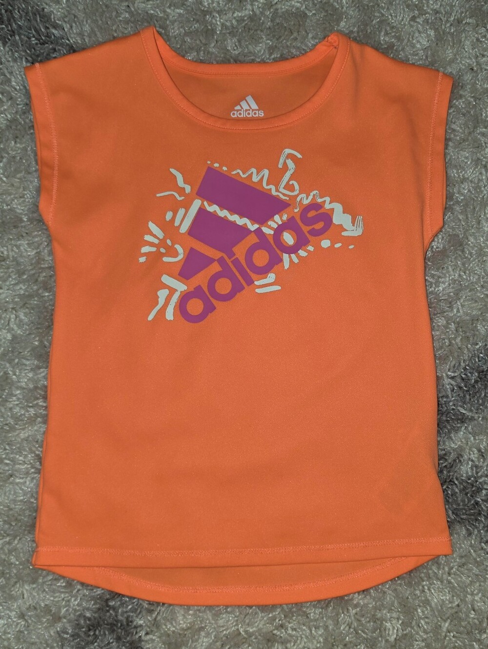 Adidas Girls Orange & Pink Graphic Logo Active Tee - Size 4